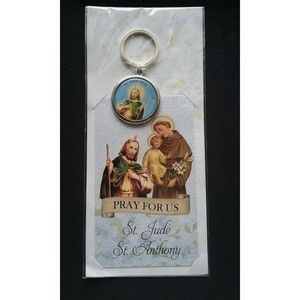 Pray For Us St Jude and St  Anthony Key Ring